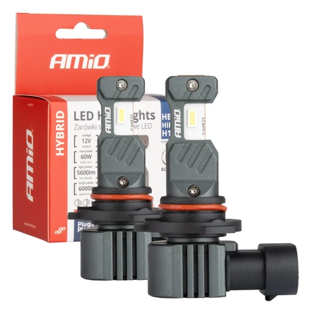 Żarówka samochodowa LED 2szt HB3 HIR1 H10 6000K Canbus 60W AMIO-04117 seria HYBRID AMIO-04117