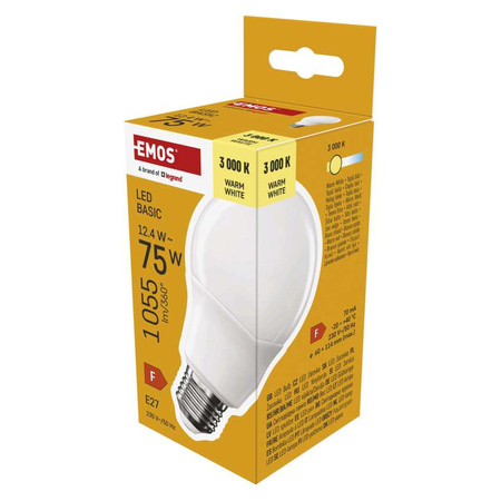 Żarówka LED E27 bańka A60, 12,4 W, odpowiednik 75 W, ciepła biel, 1055 lm, EMOS ZAR-E-ZL5F52