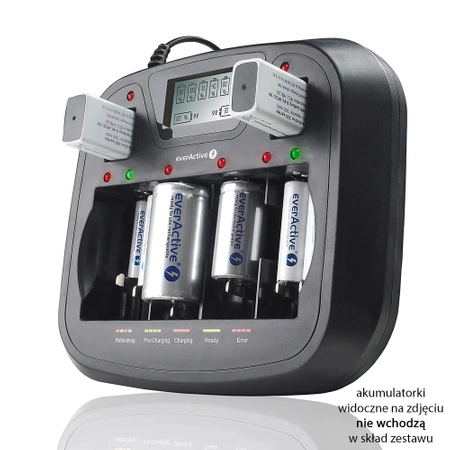 Ładowarka uniwersalna everActive NC-900U z USB (1-6 ogniw AA/AAA lub 1-4 ogniw C/R14, D/R20)