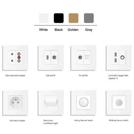 Ściemniacz dimmer 500W, 80W dla LED - szklana ramka - złoty - Tawoia Glass