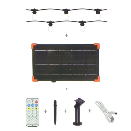 Solarna girlanda oświetleniowa 10m + 10 żarówek LED E27, 3000K Virone LG-4
