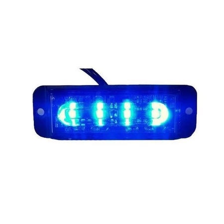 Lampa błyskowa LED do pojazdu, 20W, 4 LED, światło niebieskie, R65 R10, 12V/24V, LW0034