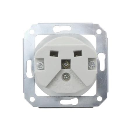 Gniazdo elektryczne ceramiczne okrągłe bez ramki, montaż podtynkowy, kolor biały Ceramic Loft