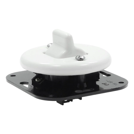 Włącznik światła pojedynczy dwubiegunowy kołyskowy ceramiczny, okrągły z ramką, podtynkowy biały Ceramic Loft