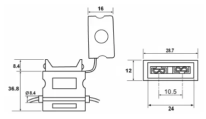 Gniazdo bezpiecznika samochodowego UNI 40 A 32 V z przewodem 5 mm²