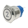 Przycisk wandaloodporny 22mm, monostabilny 2A 250V cyfra "2" klawisz płaski podśw. czerwone 12V