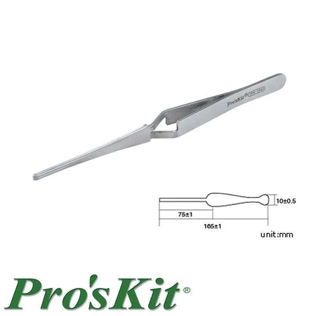 Pęseta magnetyczna płaska samozaciskowa 165mm, Proskit 1PK-108T