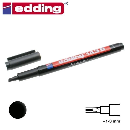 Pisak permanentny edding 143B czarny do PCB, folii i szkła, linia 1–3 mm