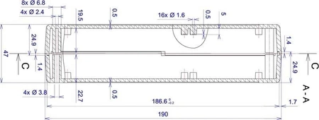 Obudowa uniwersalna Z33, 140 × 190 × 46 mm, ABS, czarna, z panelami bocznymi, Kradex