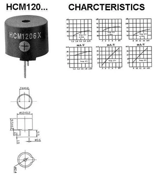 Piezo 12mm z generatorem do druku, 12V