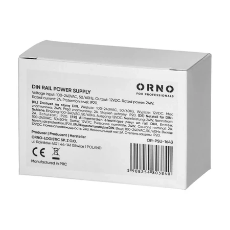 Zasilacz na szynę DIN 12VDC 2A 24W