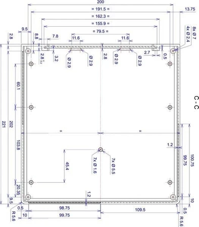 Obudowa uniwersalna Z26, 220 × 220 × 60 mm, PS, czarna, z panelami bocznymi, Kradex