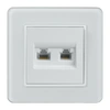 Gniazdo komputerowo-telefoniczne RJ45 i RJ11, kwadratowe, białe, podtynkowe, moduł bez ramki, QUAD