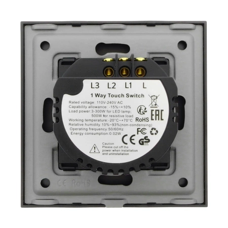 Włącznik podwójny SCR 300W LED - dotykowy szklany panel czarny - podtynkowy - TAWOIA Glass