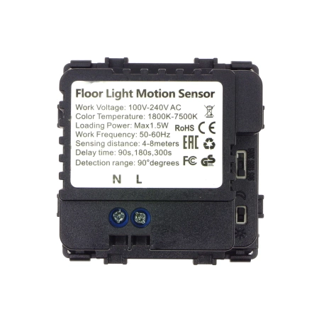 Lampka schodowa LED 230V 1.5W z czujką ruchu - szklana ramka - złoty - Tawoia Glass