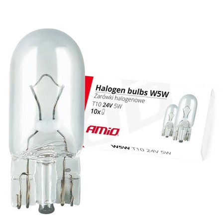 Żarówka samochodowa halogenowa 24V W5W T10 5W W2.1x9.5d (E8) AMIO-01002