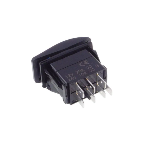 Przełącznik klawiszowy (ON)-OFF-(ON) 3-pozycyjny 7-pin z 2 zielonymi diodami LED 12–24 V DC