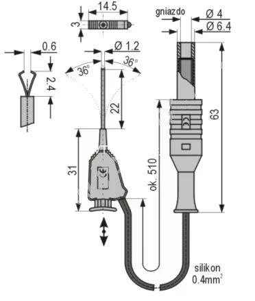 Klips mini SMD pazurkowy, przewód z gniazdem izolowanym 4mm, czarny