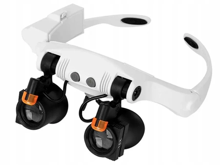 Lupa nagłowna, okulary zegarmistrzowskie, powiększenie 25x, 20 diod LED