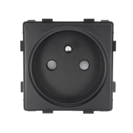 Gniazdo elektryczne pojedyncze z bolcem - szklana ramka - czarne - Tawoia Glass