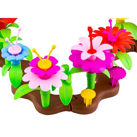 Klocki konstrukcyjne: OGRÓD, kwiatowe kompozycje, 104 elementy