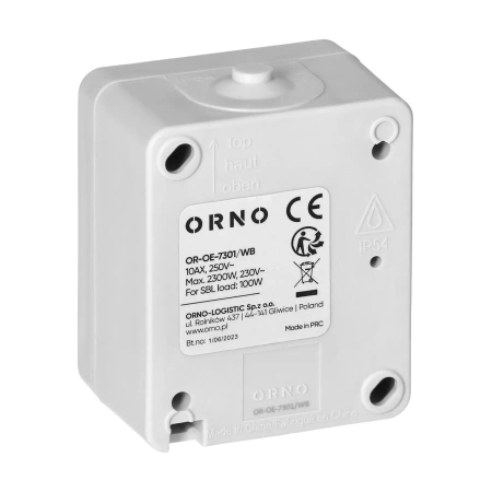 Włącznik natynkowy podwójny ORNO AQUATIC MINI IP54 10A 230V biało-czarny