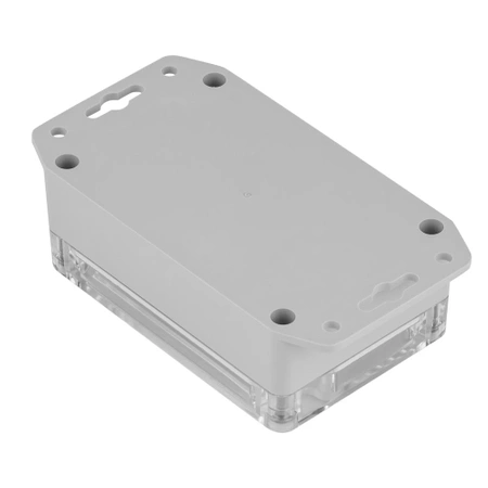 Obudowa hermetyczna Z128UJPTH, 70 × 105 × 40 mm, PC, jasnoszara, z uchem, z przezroczystym wieczkiem, Kradex