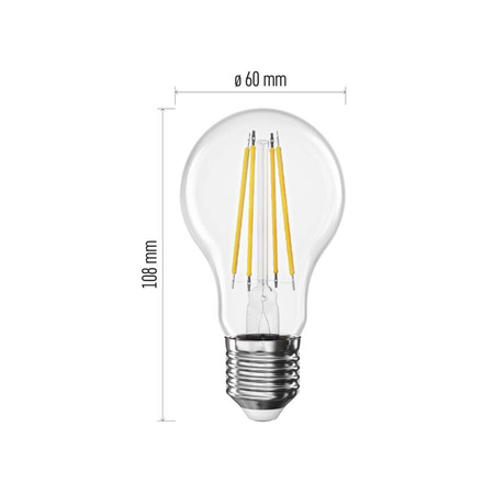 Żarówka LED E27 bańka A60, 3,8 W, odpowiednik 60 W, ciepła biel, 806 lm, filament, EMOS ZAR-E-ZF5147