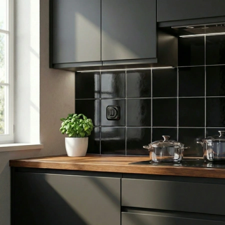 Włącznik schodowy podwójny okrągły biały ceramiczny podtynkowy z ramką - Ceramic Loft