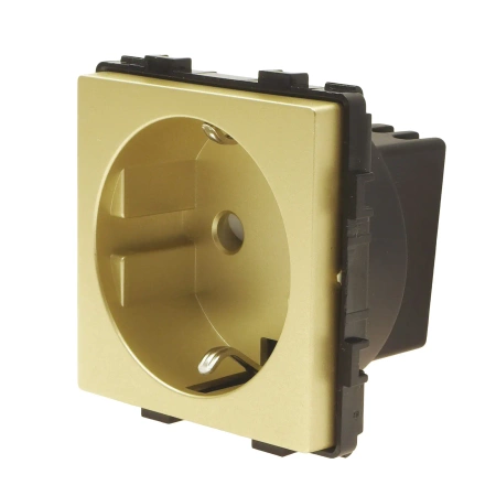 Gniazdo elektryczne pojedyncze Schuko - szklana ramka - złote - Tawoia Glass