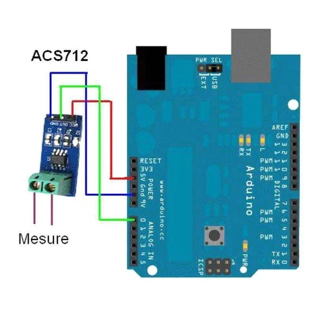 Moduł pomiaru prądu ACS712 - 20A - czujnik / sensor prądu - ARDUINO