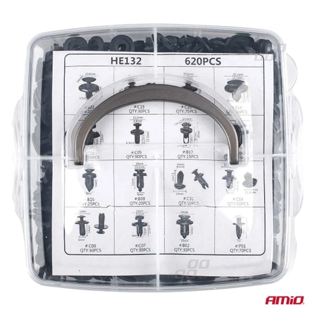 Zestaw spinek i kołków samochodowych 620szt