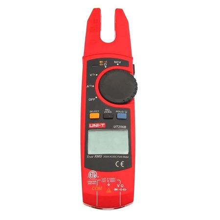 Miernik cęgowy widełkowy Uni-T UT-256B, 200 A AC/DC, rozstaw 14,7 mm, True RMS, NCV