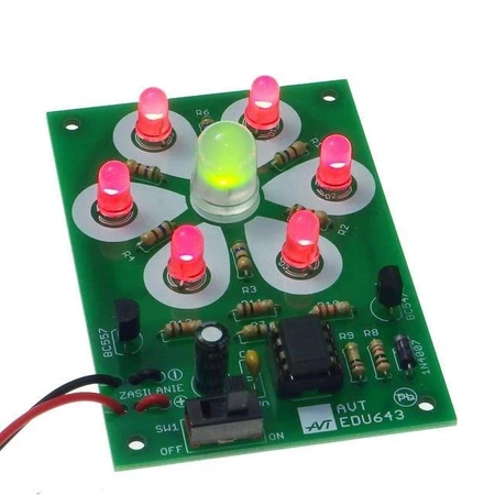 Dwukolorowy kwiatek LED. Zestaw DIY do nauki lutowania AVT EDU643