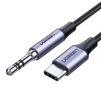 Kabel USB-C do jack 3,5 mm AUX, 1 m, nylonowy oplot, UGREEN
