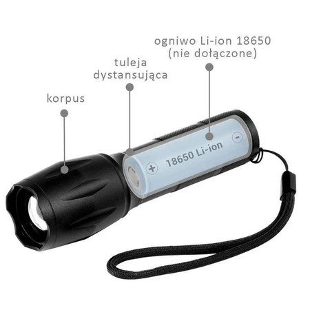 Latarka LED everActive FL-600, moc 10W, 600lm, fokus