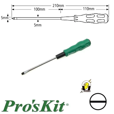 Wkrętak płaski 5 mm Pro-Soft, długość 210 mm, ProsKit 89410A
