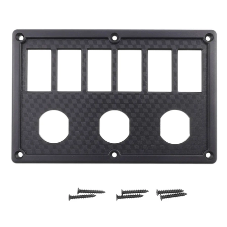 Ramka panelowa na 6 przełączników i 3 gniazda, czarna 183 × 120 mm