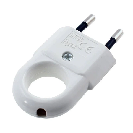 Wtyczka płaska 250 V 2,5 A z uchwytem, biała, model WT-2C, kod WTP2C-BIAŁY