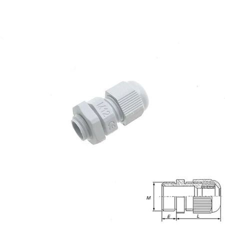 Dławnica kablowa M12, przepust IP68 na przewód 3-6,5 mm, biały