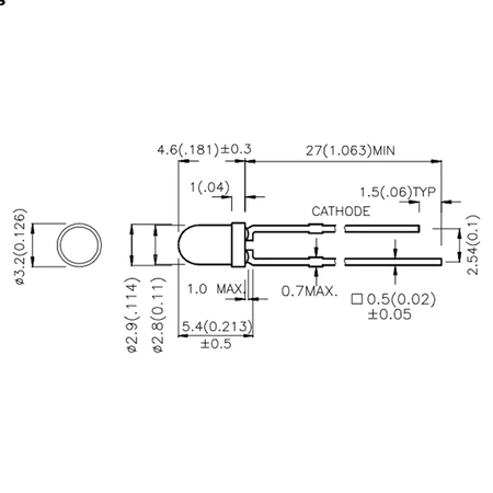 Dioda LED f3 czerwona 3mcd, Kingbright L-934LID