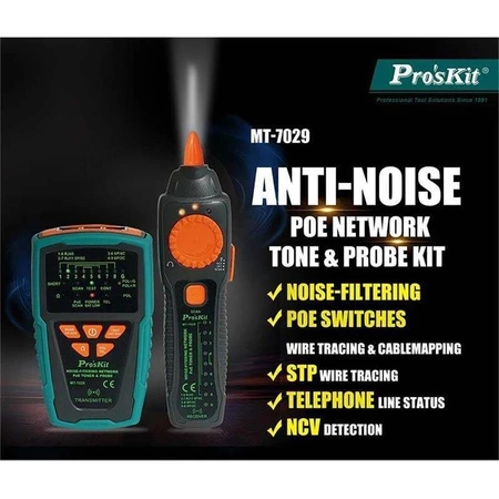 Tester LAN+POE NCV z szukaczem par, Proskit MT-7029