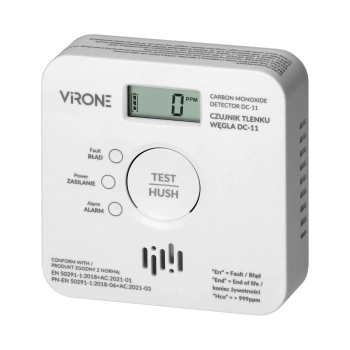 Czujnik czadu / tlenku węgla VIRONE DC-11 - LCD, 2xAA, sensor 10 lat