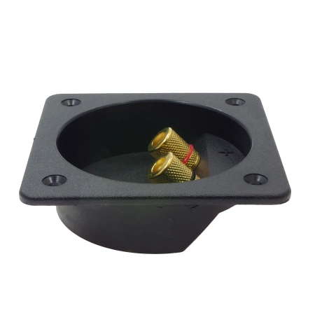 Terminal głośnikowy 2-pin 80 × 80 mm, zaciski zakręcane i bananowe