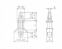 Kołek na zatrzask do PCB h=19mm
