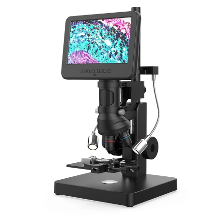 Mikroskop biologiczny i laboratoryjny z 5 obiektywami, endoskopem i ekranem 10″ – Andonstar AD269S