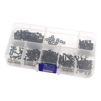 Zestaw 350szt nylonowych śrub, nakrętek M3 - czarny nylon