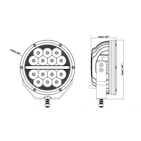 Reflektor drogowy LED samochodowy, 2 funkcje: pozycyjne, drogowe, 5690 lm, 52W, 14 LED, 12V/24V, L3427