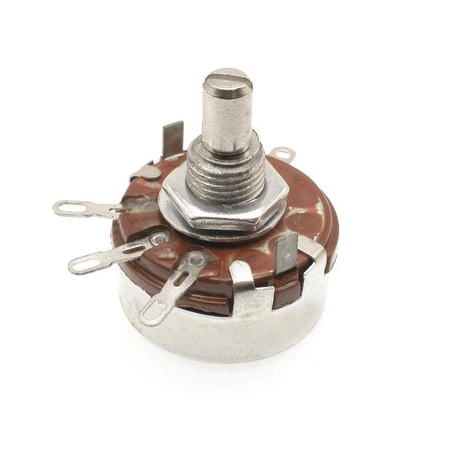 Potencjometr obrotowy liniowy 1 kom, 2 W, oś 6 mm, wyprowadzenia lutownicze