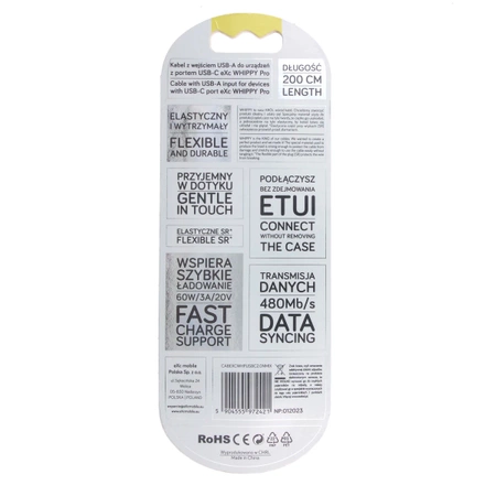 Kabel USB do USB-C 2m, eXc WHIPPY Pro 60W neon